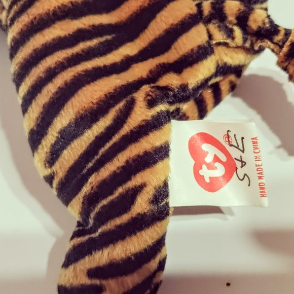 Ty Beanie Babies Dark Version Stripes The Tiger 1st Generation with TyTags. - Picture 8 of 9
